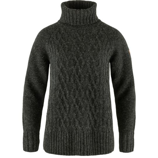Fjällräven Övik Cable Knit Roller Neck W, Barva DARK GREY, Velikost S