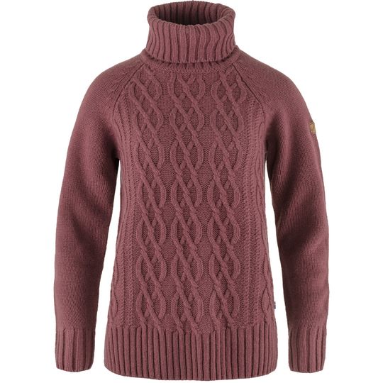 Fjällräven Övik Cable Knit Roller Neck W, Velikost S, Barva MESA PURPLE