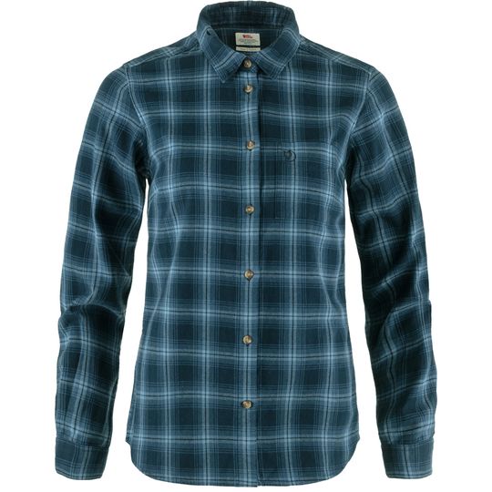 Fjällräven Övik Flannel Shirt W, Velikost L, Barva DARK NAVY-INDIGO BLUE