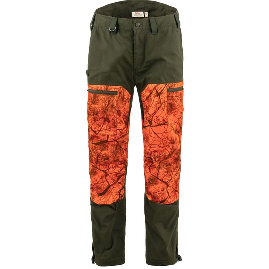 Fjällräven Drev Hybrid Trousers M, Velikost 54/R, Barva DEEP FOREST-ORANGE MULTI CAMO