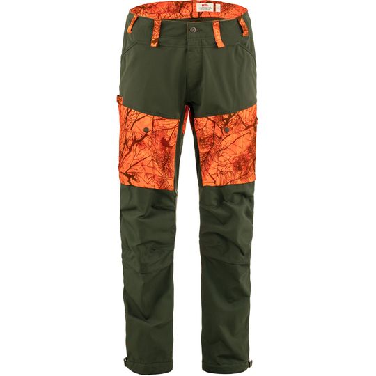 Fjällräven Lappland Hybrid Trousers M, Velikost 52, Barva ORANGE MULTI CAMO-DEEP FOREST