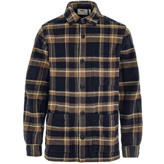 Fjällräven Övik Wool Shirt M, Velikost S, Barva DARK NAVY-CHESTNUT
