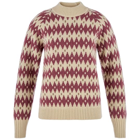 Fjällräven Övik Jacquard Knit W, Velikost L, Barva LIGHT BEIGE-MESA PURPLE
