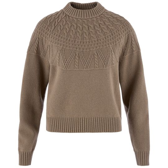 Fjällräven Övik Solid Jacquard Knit W, Velikost M, Barva SUEDE BROWN