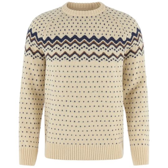 Fjällräven Övik Knit Sweater M, Velikost S, Barva LIGHT BEIGE-NAVY