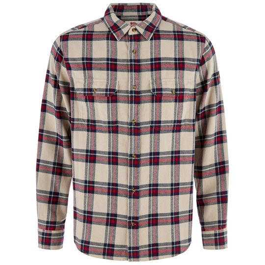 Fjällräven Övik Heavy Flannel Shirt M, Velikost S, Barva LIGHT FOSSIL-DEEP RED